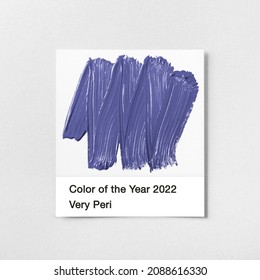 Color of the year 2022 Very Peri. Sample of violet paint smear texture with geometric frame isolated on white background. trendy beauty, fashion, makeup design concept - Shutterstock ID 2088616330
