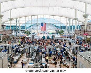 Colorado, AUG 8 2014 - TSA Security Check In The Denver International Airport