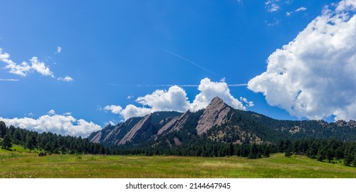 Colorado Flatirons With Blue Sky