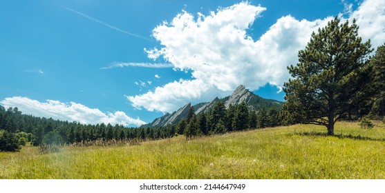 Colorado Flatirons With Blue Sky