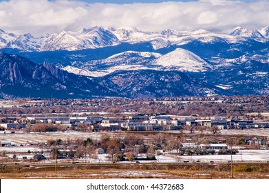 The Colorado Front Range Rocky Mountains During Winter From Metro Denver