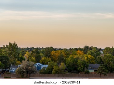 Colorado Living. Aurora, Colorado - Denver Metro Area Residential Fall Sunset Panorama