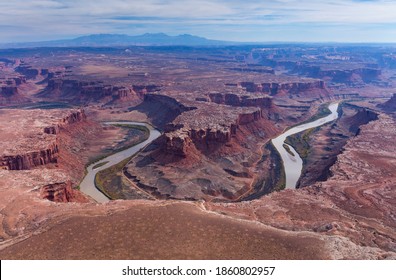 Colorado River Aerial View In Canyonlands National Park Of Utah State In The US Of America