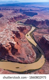 Colorado River Aerial View In Canyonlands National Park Of Utah State In The US Of America