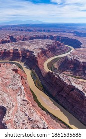 Colorado River Aerial View In Canyonlands National Park Of Utah State In The US Of America