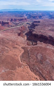 Colorado River Aerial View In Canyonlands National Park Of Utah State In The US Of America