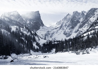 Colorado Rocky Mountain National Park Snow Covered Winter Landscape Cold Forest Trees Frozen Ice Lake Helene Skiing Snowboard Beautiful Photo Of Sky Nature Outdoors Hiking Travel Vacation Estes Park