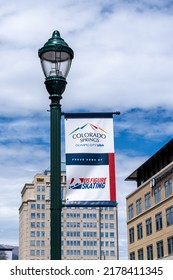 Colorado Springs, CO - July 3, 2022: Colorado Springs Is Also Known As Olympic City USA And This Banner States That It Is The Proud Home Of US Figure Skating