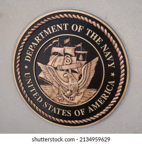 Colorado Springs, CO - March 8, 2022: Seal Of The US Military. Department Of The Navy. United States Of America