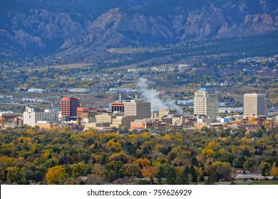 Colorado Springs Downtown As Seen From Grandview Lookout In Palmer Park