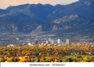 Colorado Springs Downtown As Seen From Palmer Park