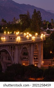 Colorado Street Bridge Lit Up At Dusk