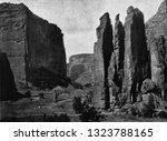 Colorado Valley in North America, as an example of the destructive action of running water and degradation, vintage photo. From the Universe and Humanity, 1910.
