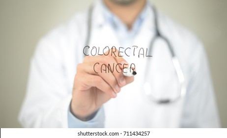 Colorectal Cancer , Doctor Writing On Transparent Screen