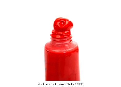 Colored Acrylic Paint In A Tube Isolated On White Background