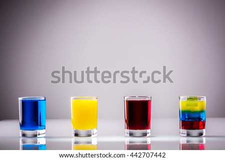 Colored alcoholic shots