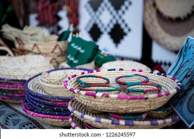 Colored Bamboo traditional basket hand made in Saudi Arabia