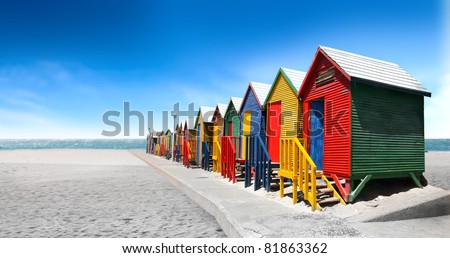 Colored bathing cabins on a beach