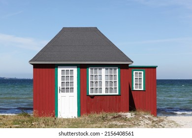 Colored beach hut in Aeroskobing, Aero island, Denmark