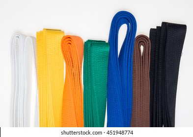 colored belts in martial arts, and a part of judo uniform, for an almost abstract background