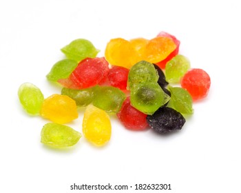 colored candy on a white background. macro