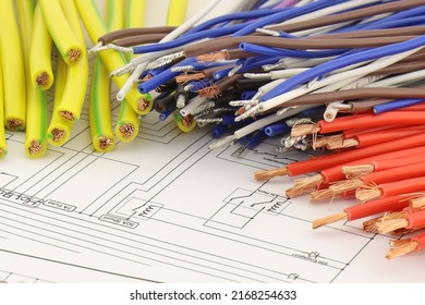 Colored Copper Wires On Electrical Diagram Stock Photo 2168254633 ...