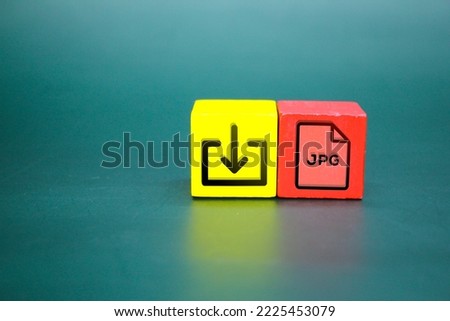 colored cube with save jpeg file icon. the concept of storing files in cyberspace or in a computer