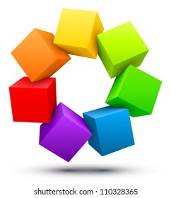 Colored cubes 3D.