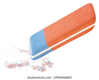 Colored eraser isolated on a white background. Eraser and eraser scrap.