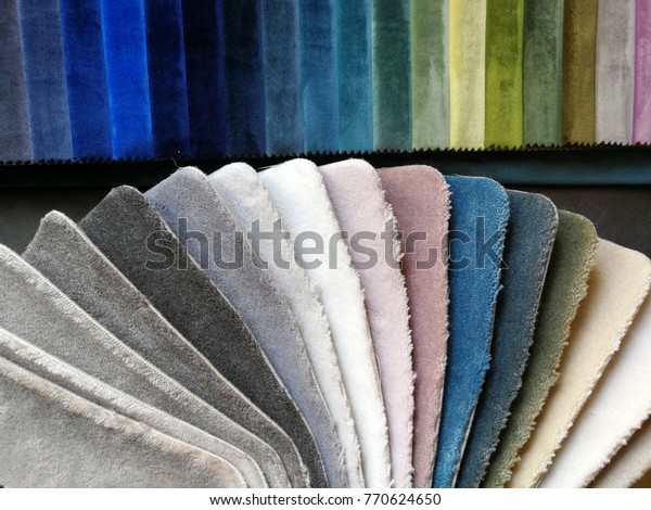 Colored Fabric Samples Carpets Drapes Tapestry Stock Photo Edit