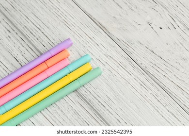 Colored felt-tip pens liners for drawing and creativity. - Shutterstock ID 2325542395