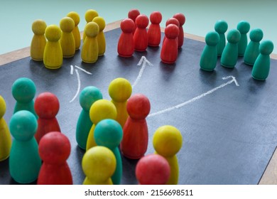 Colored figures and arrows as a symbol Market segmentation. - Shutterstock ID 2156698511