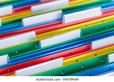 Colored File Folder With Tabs Close Up.