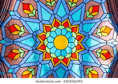colored glass retro style window abstract background pattern
