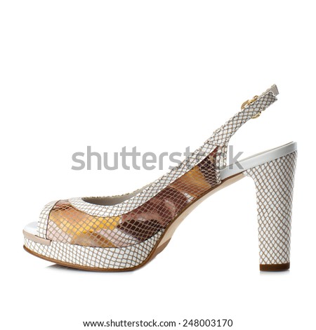 Colored high heel shoe isolated on white background.