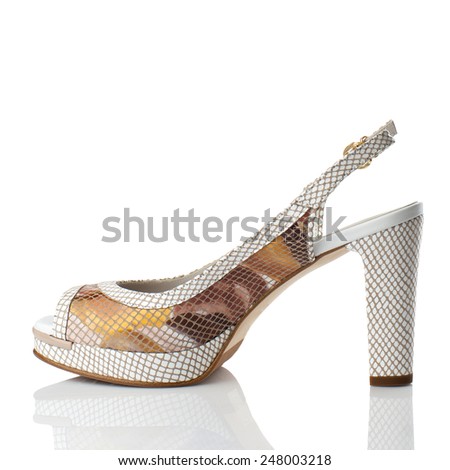 Colored high heel shoe isolated on white background.