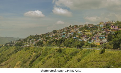 Colored houses on the outskirts of the city of Cali Colombia