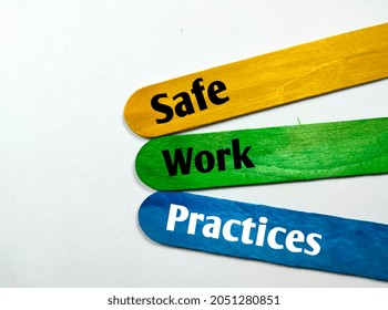 Colored Ice Cream Sticks With The Words Safe Work Practices On A White Background.