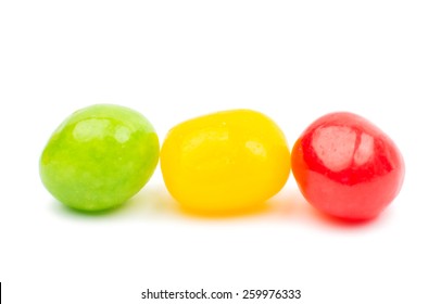 Colored Jelly Beans On A White Background