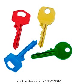 colored keys on white background