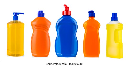 The Colored Kitchen Cleaning Bottles Isolated