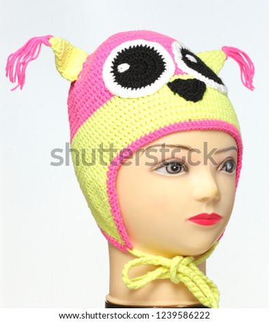 Colored Knitted Childrens Winter Hat Made Royalty Free