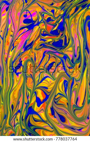 Colored marble mixed ink abstraction. Free style and handmade background and wallpaper.