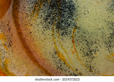 Colored Oil Texture On Dirty Water, Macro View 