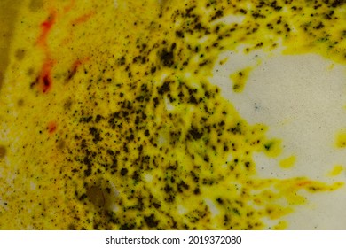 Colored Oil Texture On Dirty Water, Macro View 