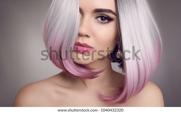 Colored Ombre Bob Hair Extensions Beauty Stock Photo Edit Now