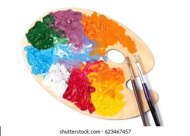 Colored Paint On The Art Palette