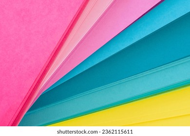 Colored paper in bright tones and spread out