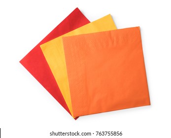 Colored paper napkins. Isolated on white, clipping path included