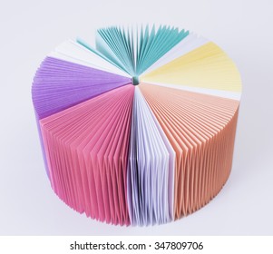 colored paper for notes rainbow on a white table. White background.